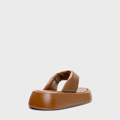 Rasteira Papete Thong Couro Marrom Gingerbread