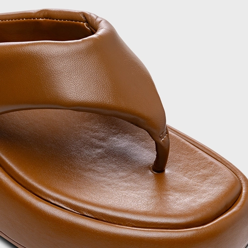Rasteira Papete Thong Couro Marrom Gingerbread