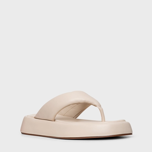 Rasteira Papete Thong Couro Off White Vanilla