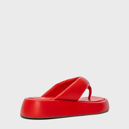 Rasteira Papete Thong Couro Vermelho Carrano