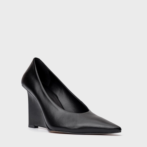 Scarpin Anabela Couro Preto