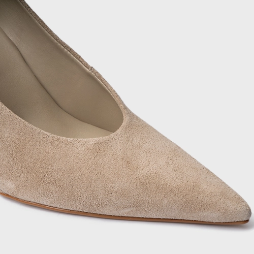 Scarpin Anabela Couro Suede Bege Oatmeal