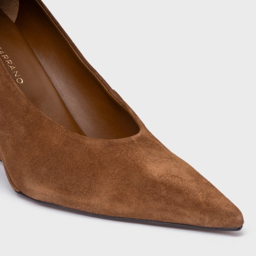 Scarpin Anabela Couro Suede Marrom Saddle