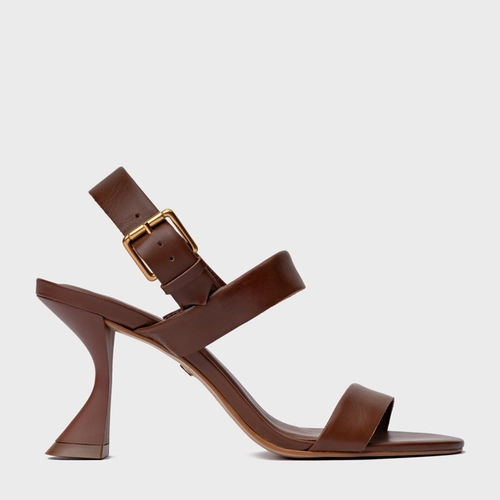 Sandália Essential Salto Sculpt Couro Marrom Walnut