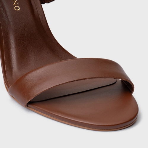 Sandália Essential Salto Sculpt Couro Marrom Walnut