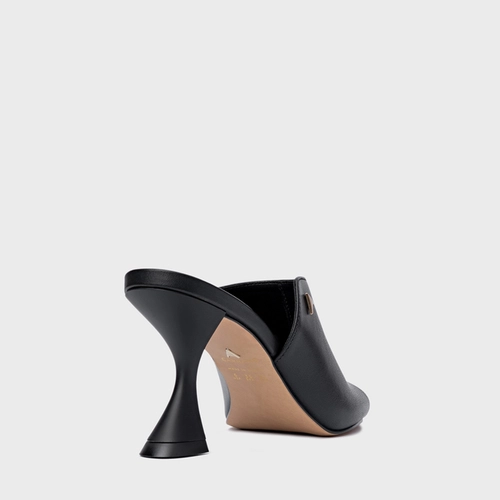 Open Mule Icon Salto Sculpt Couro Preto