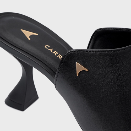 Open Mule Icon Salto Sculpt Couro Preto