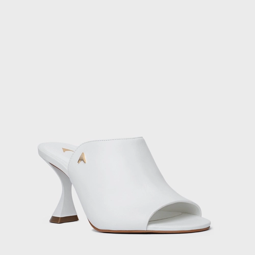 Open Mule Icon Salto Sculpt Couro Branco Blanc