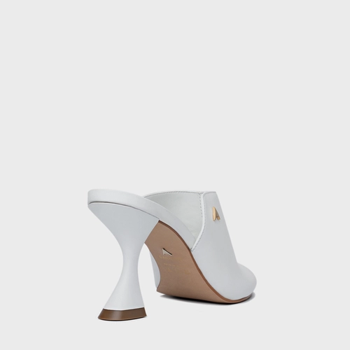 Open Mule Icon Salto Sculpt Couro Branco Blanc
