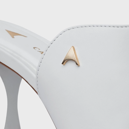 Open Mule Icon Salto Sculpt Couro Branco Blanc