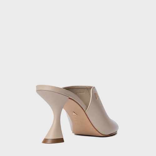 Open Mule Icon Salto Sculpt Couro Bege Oatmeal