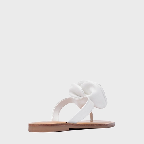 Rasteira Flower Couro Branco Blanc
