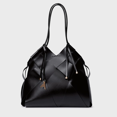 Bolsa Hobo Interlace Couro Preto