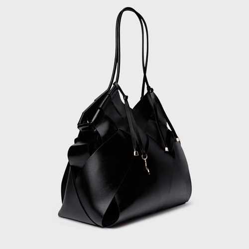 Bolsa Hobo Interlace Couro Preto