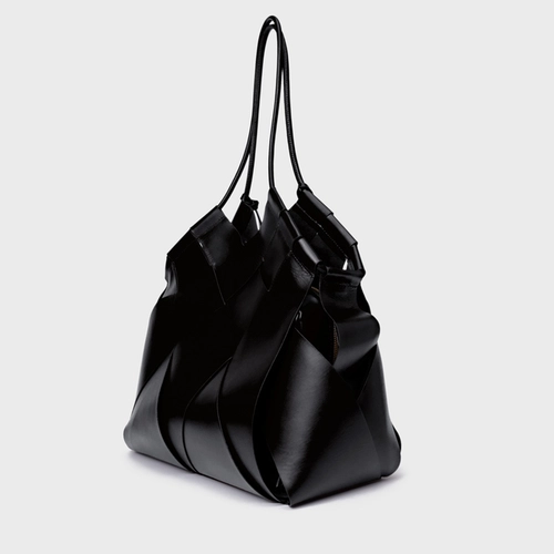 Bolsa Hobo Interlace Couro Preto