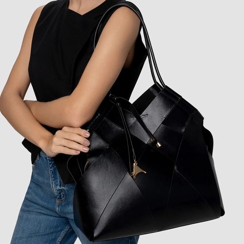 Bolsa Hobo Interlace Couro Preto