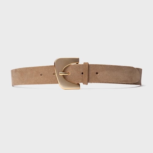 Cinto Statement Grosso Couro Suede Bege Almond