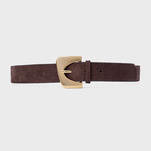 Cinto Statement Grosso Couro Suede Marrom Ganache