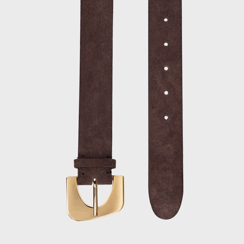 Cinto Statement Grosso Couro Suede Marrom Ganache