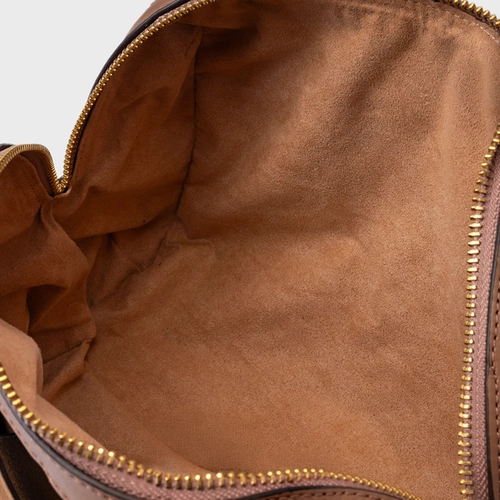 Bolsa Shoulder Interlace Média Couro Suede Marrom Saddle