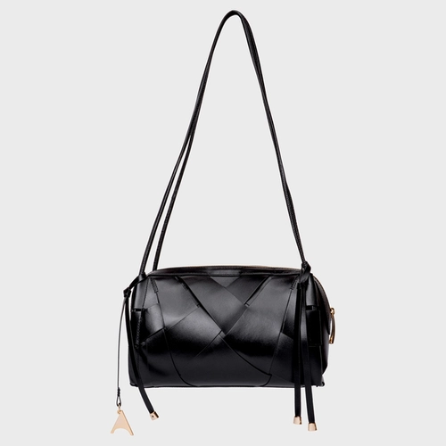 Bolsa Shoulder Interlace Média Couro Preto