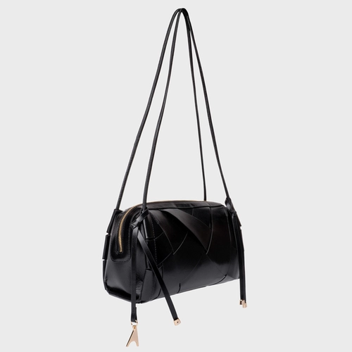 Bolsa Shoulder Interlace Média Couro Preto
