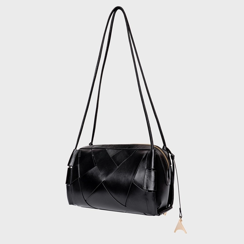 Bolsa Shoulder Interlace Média Couro Preto