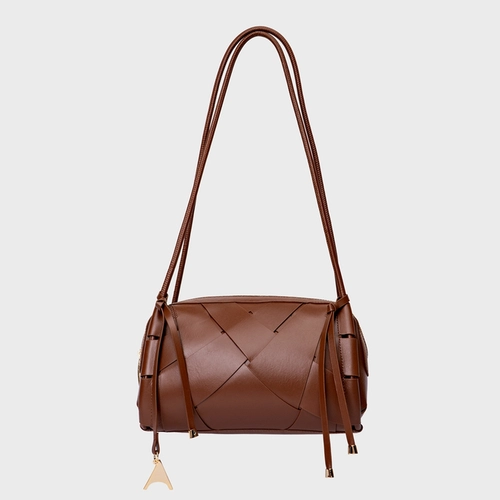 Bolsa Shoulder Interlace Média Couro Marrom Walnut