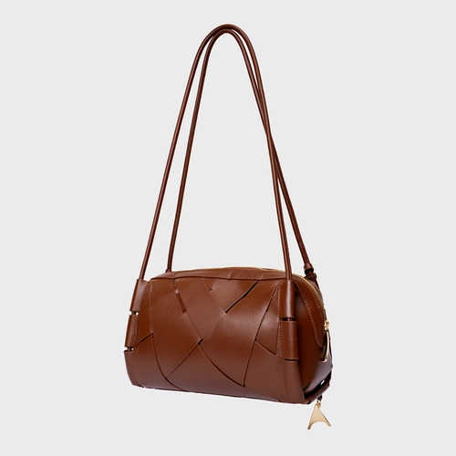Bolsa Shoulder Interlace Média Couro Marrom Walnut