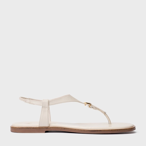 Sandália Rasteira Minimal Icon Couro Off White Vanilla