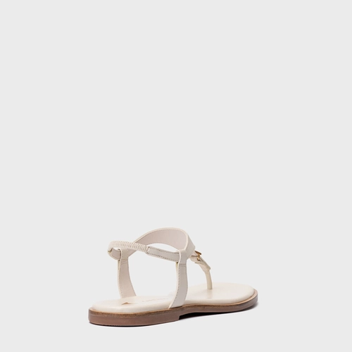 Sandália Rasteira Minimal Icon Couro Off White Vanilla