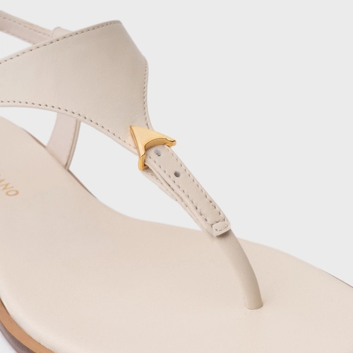 Sandália Rasteira Minimal Icon Couro Off White Vanilla