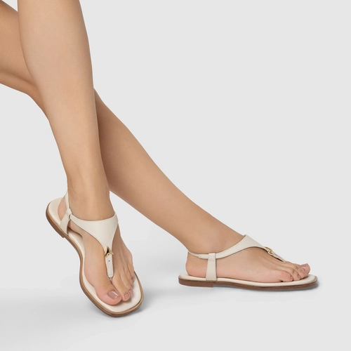 Sandália Rasteira Minimal Icon Couro Off White Vanilla