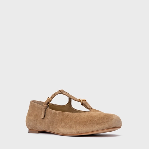 Sapatilha Minimal Icon Couro Suede Bege Almond