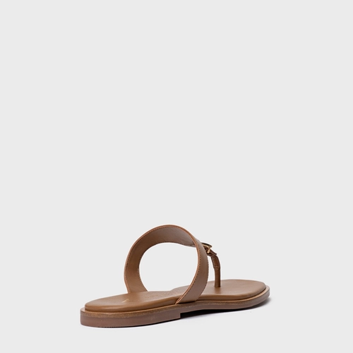 Rasteira Minimal Icon Couro Marrom Gingerbread