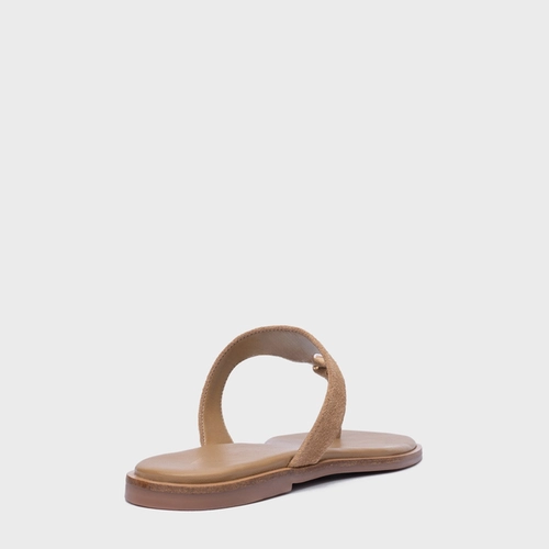 Rasteira Minimal Icon Couro Suede Bege Almond