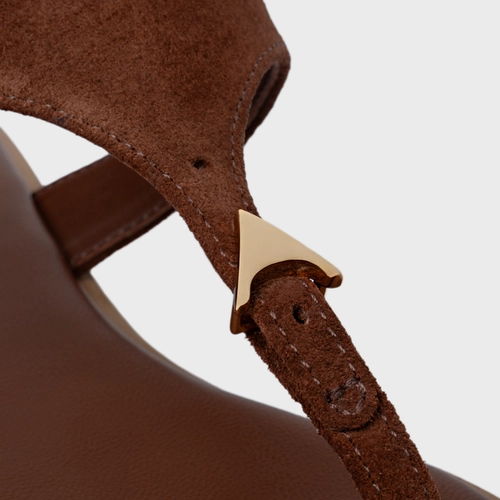 Rasteira Minimal Icon Couro Suede Marrom Walnut