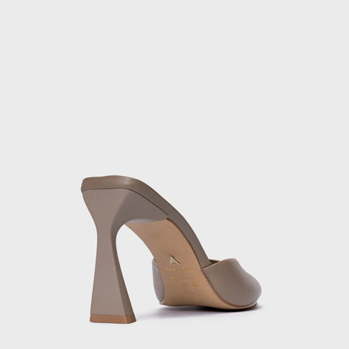 Open Mule Basic Salto Allure Couro Bege Beaver