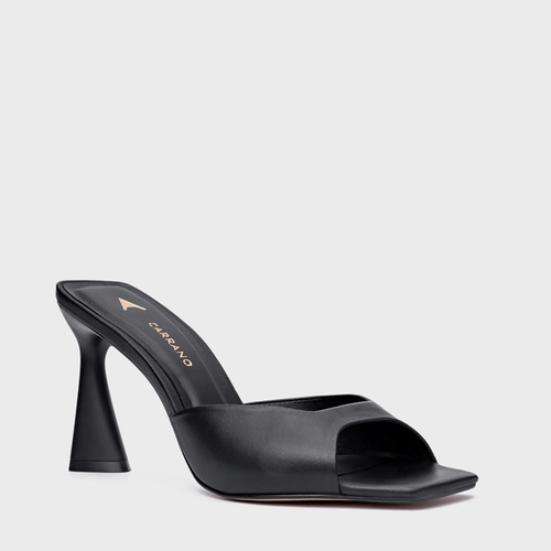 Open Mule Basic Salto Allure Couro Preto