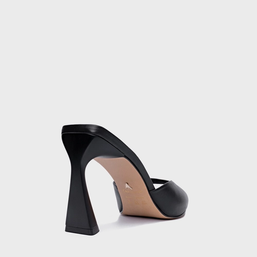 Open Mule Basic Salto Allure Couro Preto