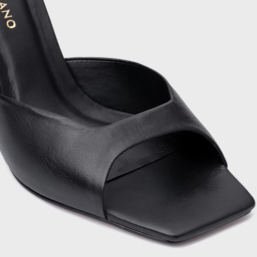 Open Mule Basic Salto Allure Couro Preto