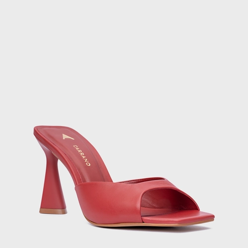 Open Mule Basic Salto Allure Couro Vermelho Spice
