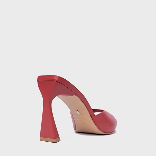 Open Mule Basic Salto Allure Couro Vermelho Spice