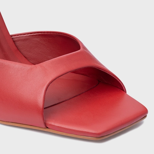 Open Mule Basic Salto Allure Couro Vermelho Spice