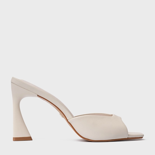 Open Mule Basic Salto Allure Couro Off White Vanilla