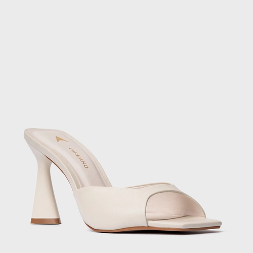 Open Mule Basic Salto Allure Couro Off White Vanilla