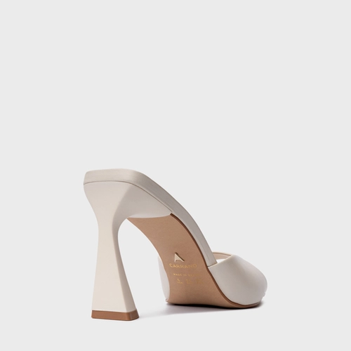 Open Mule Basic Salto Allure Couro Off White Vanilla