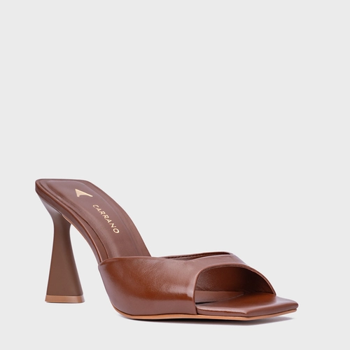 Open Mule Basic Salto Allure Couro Marrom Walnut
