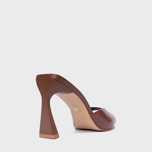Open Mule Basic Salto Allure Couro Marrom Walnut