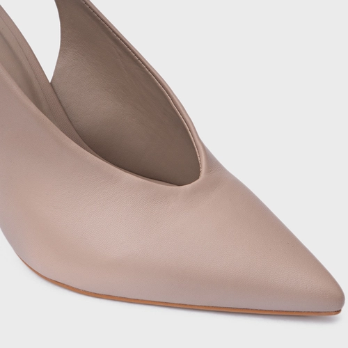 Scarpin Slingback Basic Salto Allure Couro Bege Beaver